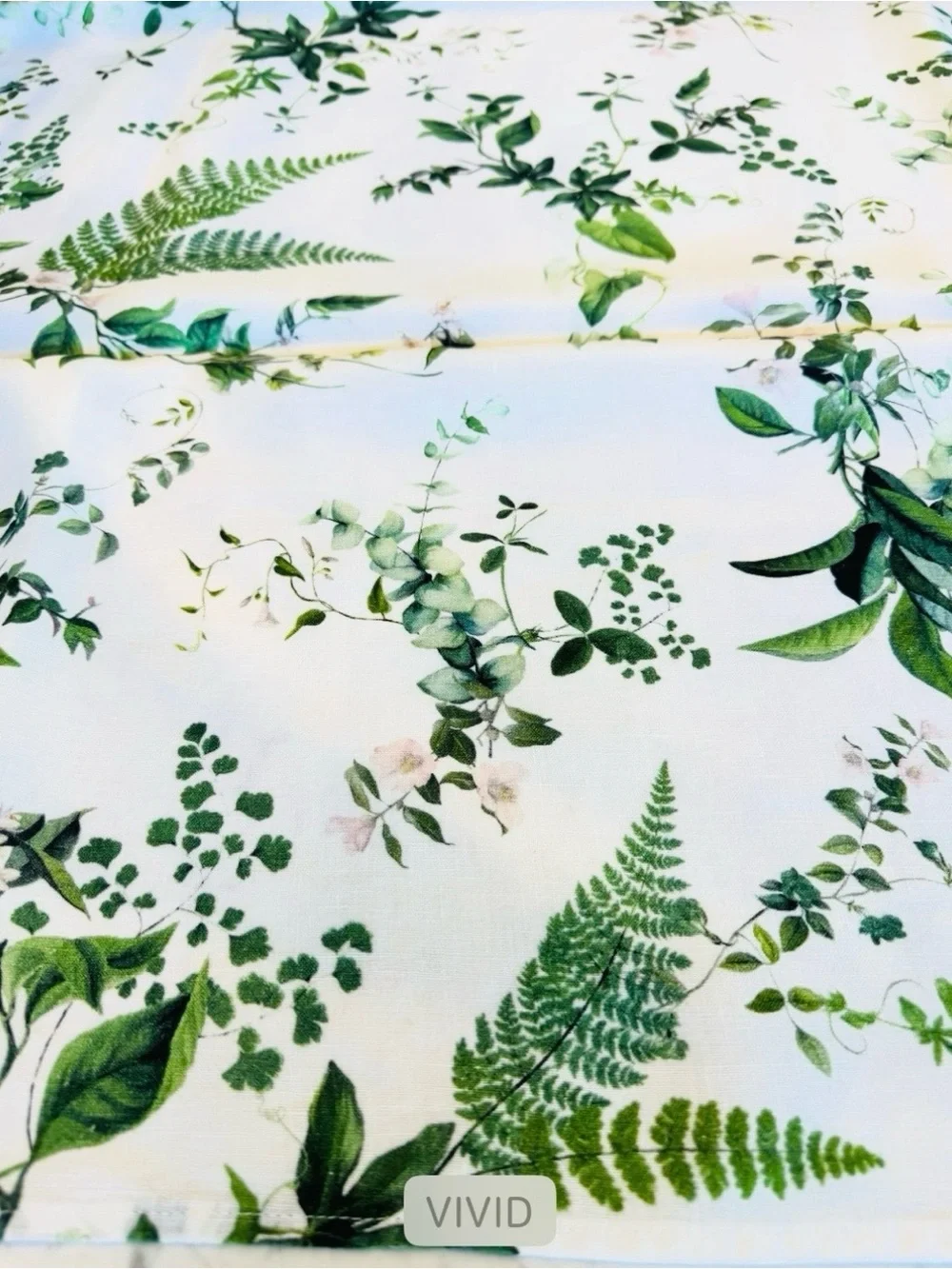 Rare Terrain By Hope Home 100% Linen Botanical Tablecloth Green & White